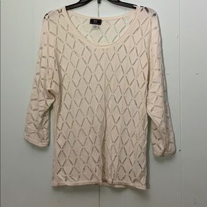 Lark Lane White Knit Cut Out Fancy Sweater Sz XL